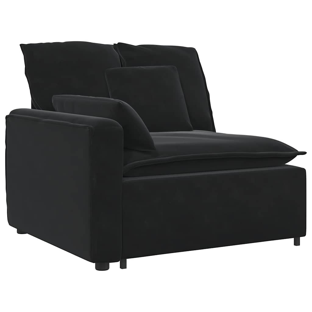 Modulares Sofa Endmodul mit Armlehne Kissen Schwarz 100 cm