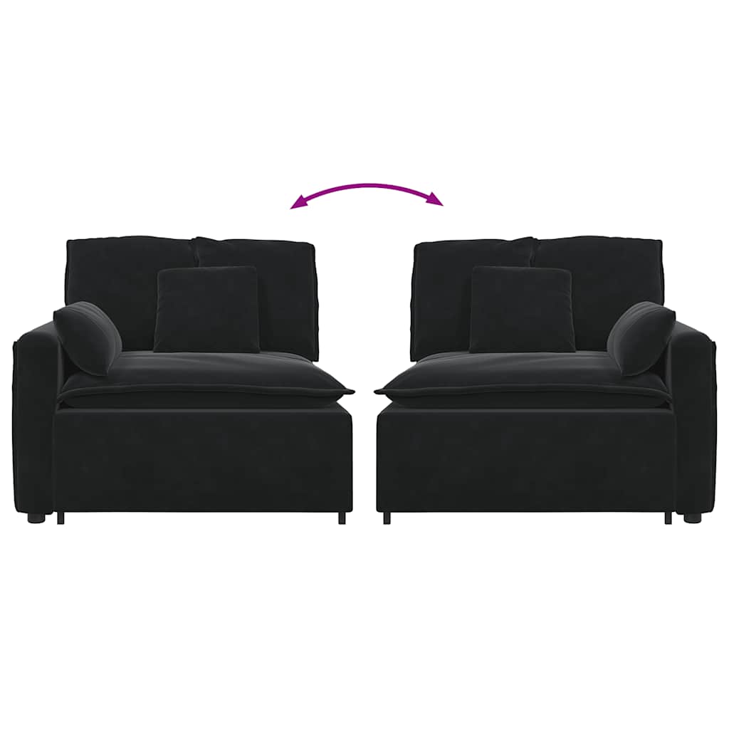 Modulares Sofa Endmodul mit Armlehne Kissen Schwarz 100 cm