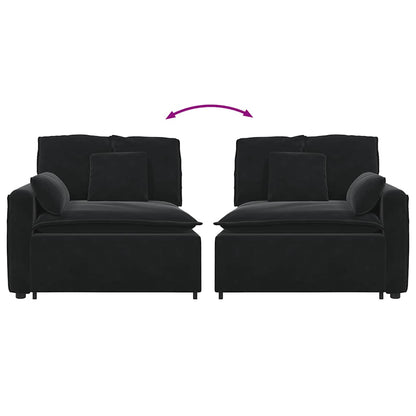 Modulares Sofa Endmodul mit Armlehne Kissen Schwarz 100 cm