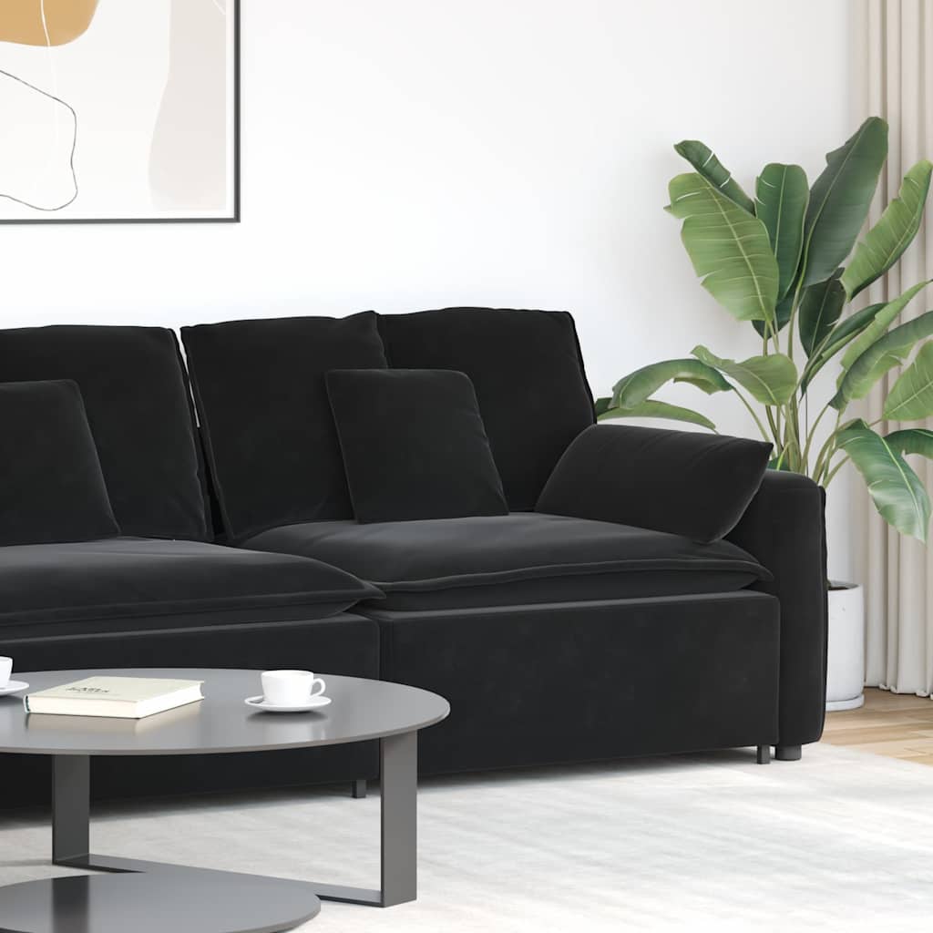Modulares Sofa Endmodul mit Armlehne Kissen Schwarz 100 cm