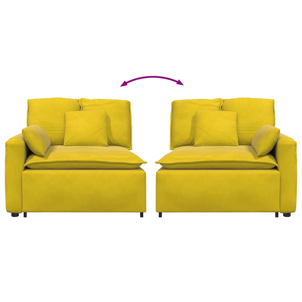 Modulares Sofa Endmodul mit Armlehne Kissen Gelb 100 cm