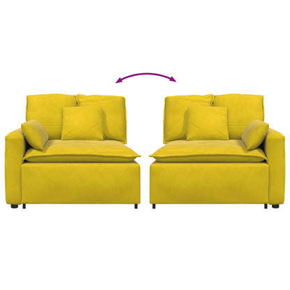 Modulares Sofa Endmodul mit Armlehne Kissen Gelb 100 cm