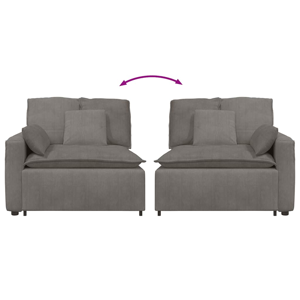 Modulares Sofa Endmodul mit Armlehne Kissen Hellgrau 100 cm