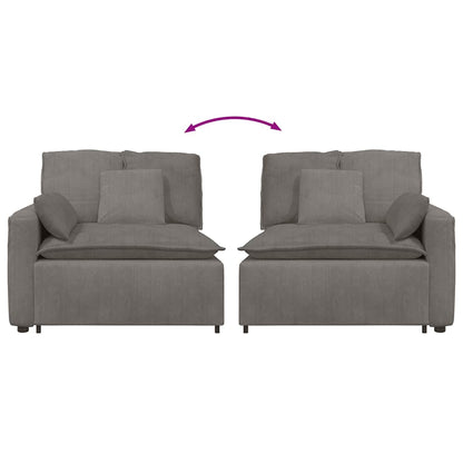Modulares Sofa Endmodul mit Armlehne Kissen Hellgrau 100 cm