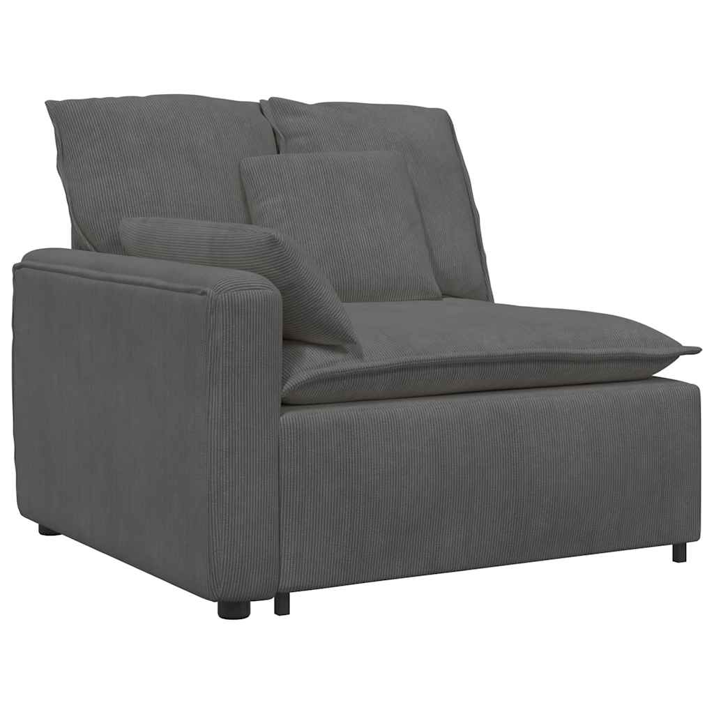 Modulares Sofa Endmodul mit Armlehne Kissen Dunkelgrau 100 cm