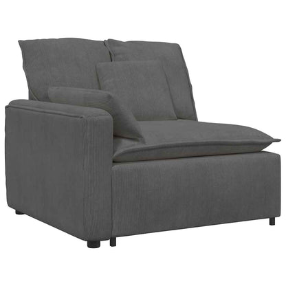 Modulares Sofa Endmodul mit Armlehne Kissen Dunkelgrau 100 cm
