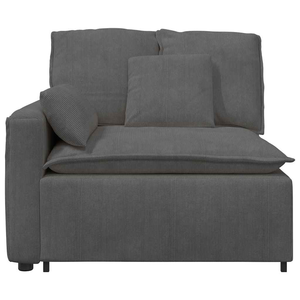 Modulares Sofa Endmodul mit Armlehne Kissen Dunkelgrau 100 cm