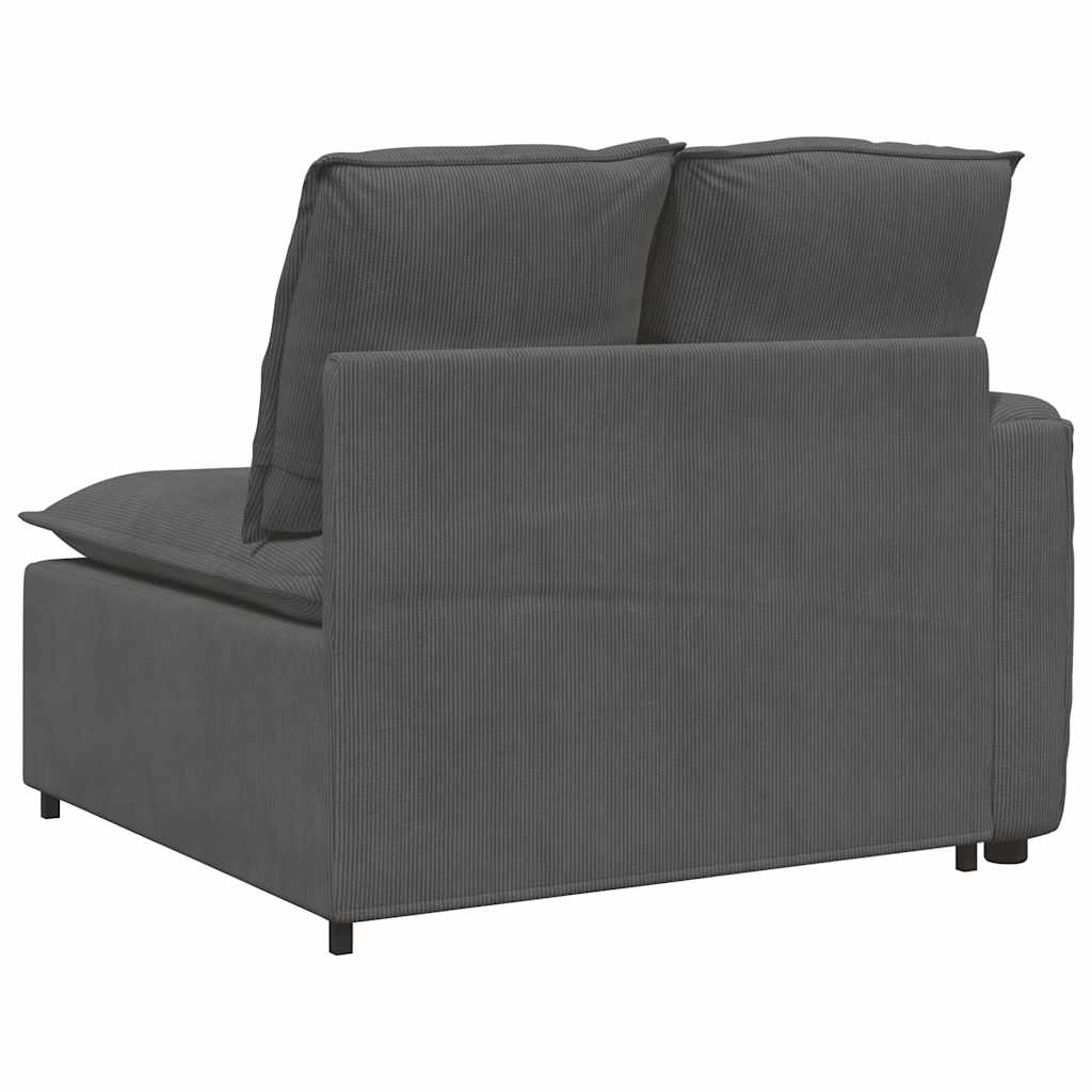 Modulares Sofa Endmodul mit Armlehne Kissen Dunkelgrau 100 cm