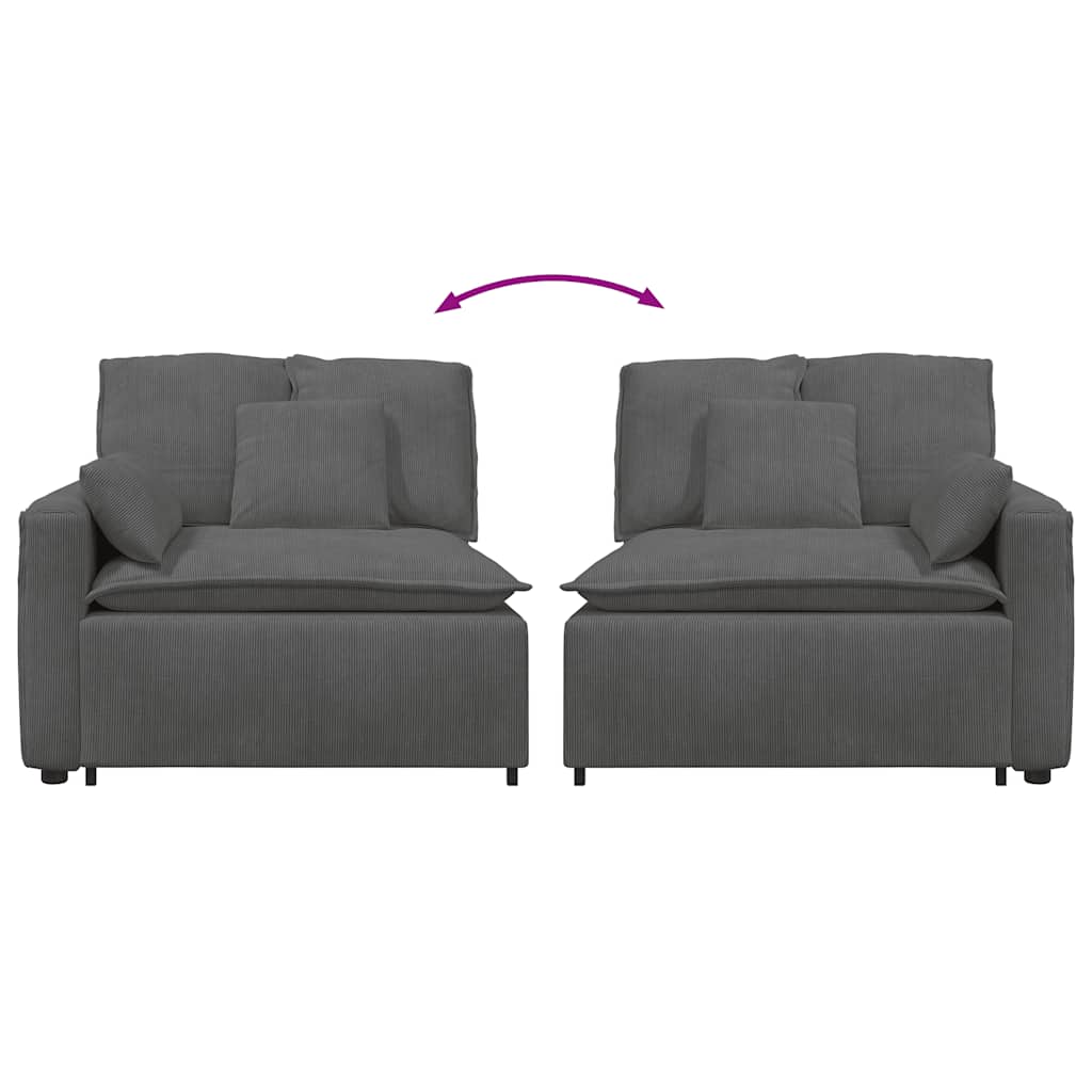 Modulares Sofa Endmodul mit Armlehne Kissen Dunkelgrau 100 cm