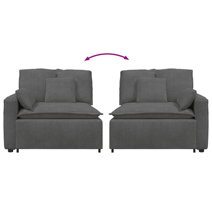 Modulares Sofa Endmodul mit Armlehne Kissen Dunkelgrau 100 cm
