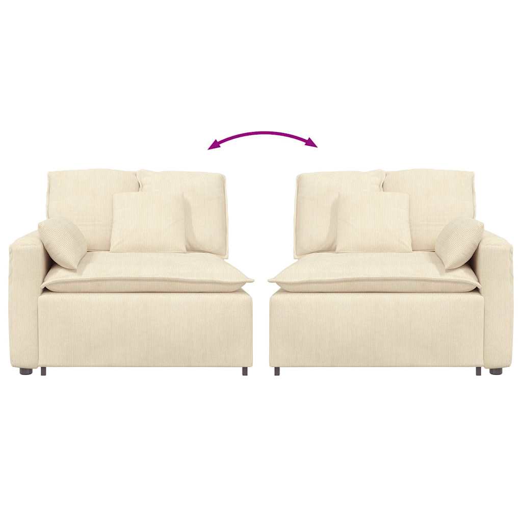 Modulares Sofa Endmodul mit Armlehne Kissen Creme 100 cm