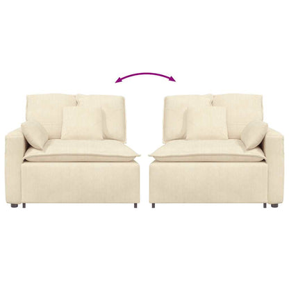 Modulares Sofa Endmodul mit Armlehne Kissen Creme 100 cm