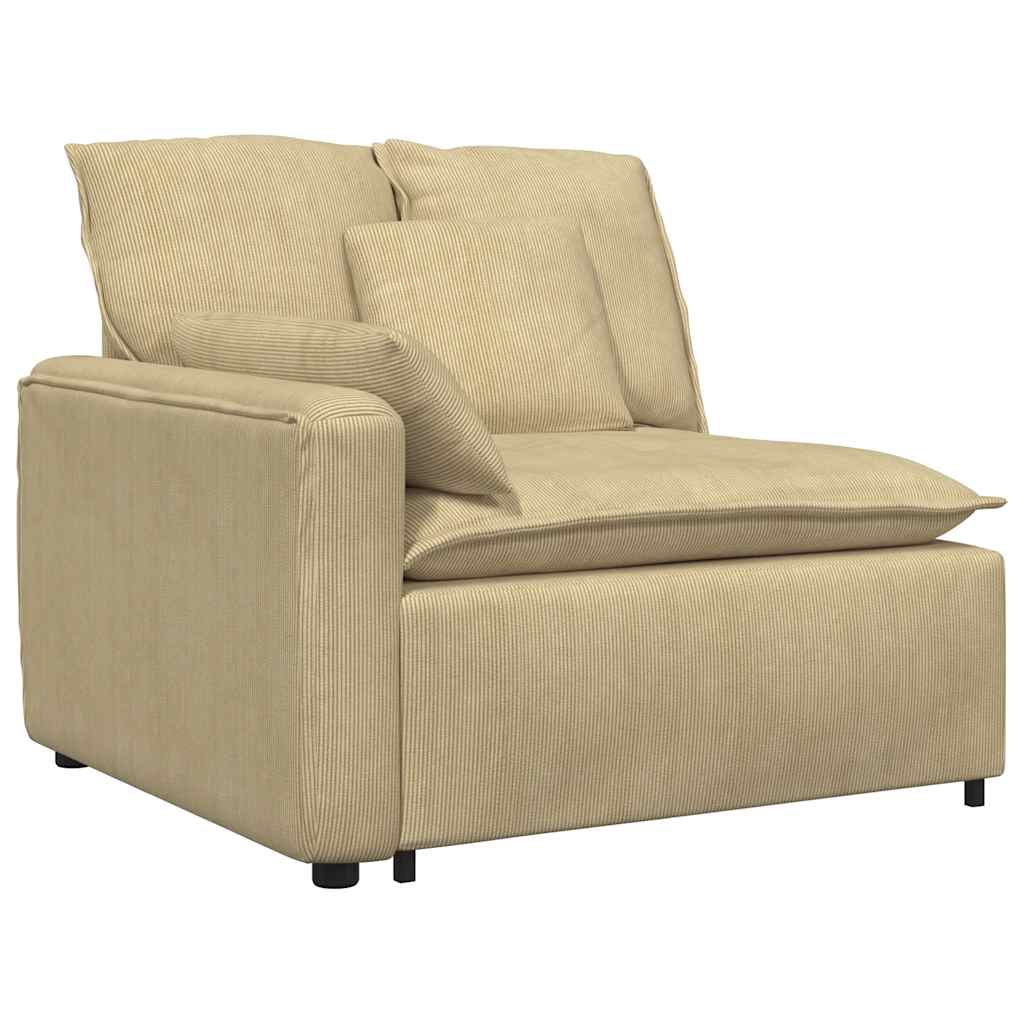 Modulares Sofa Endmodul mit Armlehne Kissen Graugrün 100cm