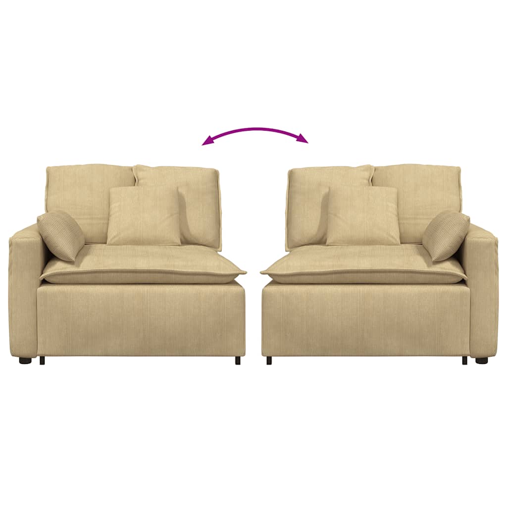 Modulares Sofa Endmodul mit Armlehne Kissen Graugrün 100cm