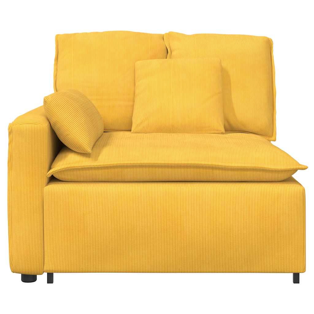 Modulares Sofa Endmodul mit Armlehne Kissen Hellgelb 100 cm