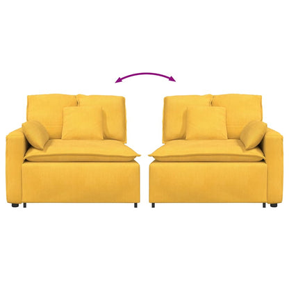 Modulares Sofa Endmodul mit Armlehne Kissen Hellgelb 100 cm