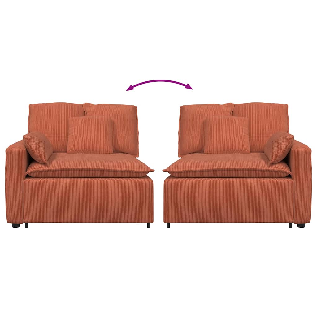 Modulares Sofa Endmodul mit Armlehne Kissen Rot Orange 100 cm