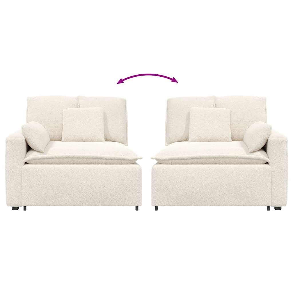 Modulares Sofa Endmodul mit Armlehne Kissen Creme 100 cm