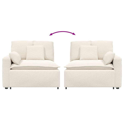 Modulares Sofa Endmodul mit Armlehne Kissen Creme 100 cm