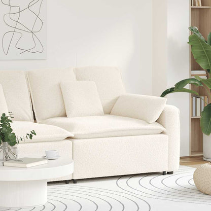 Modulares Sofa Endmodul mit Armlehne Kissen Creme 100 cm
