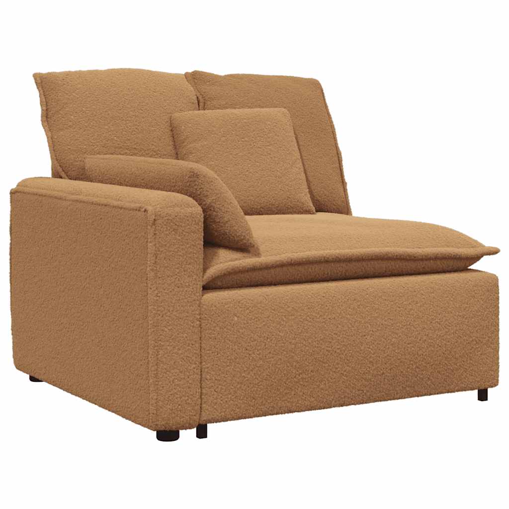 Modulares Sofa Endmodul mit Armlehne Kissen Beige 100 cm
