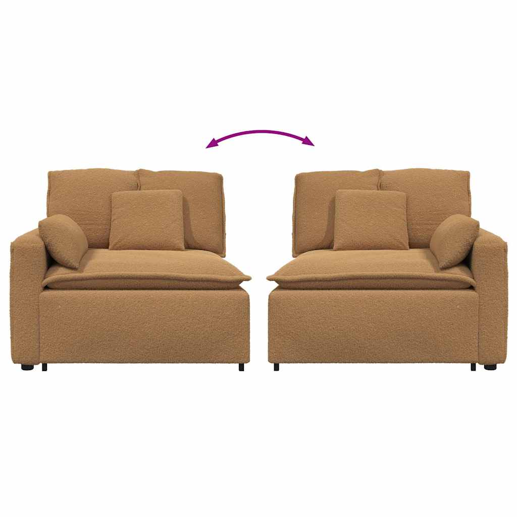 Modulares Sofa Endmodul mit Armlehne Kissen Beige 100 cm