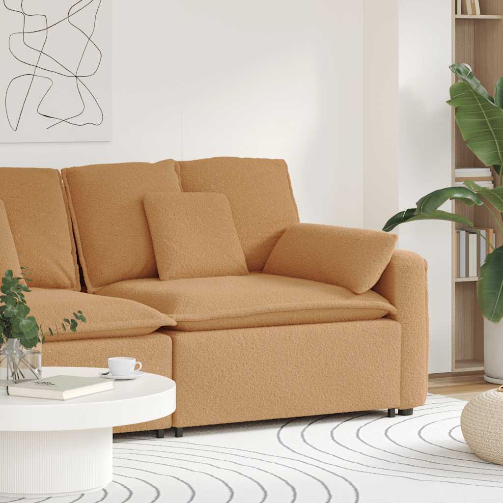 Modulares Sofa Endmodul mit Armlehne Kissen Beige 100 cm