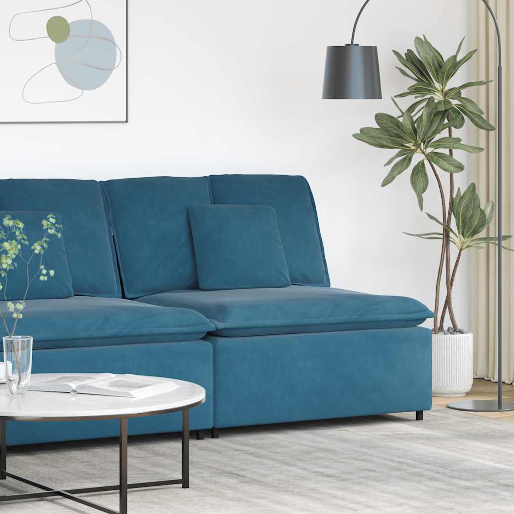 Modulares Sofa Mittelmodul mit Kissen Blau 100 cm