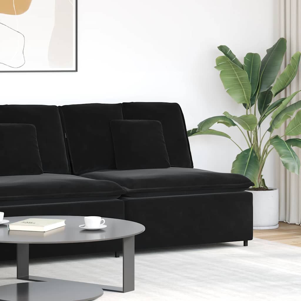 Modulares Sofa Mittelmodul mit Kissen Schwarz 100 cm