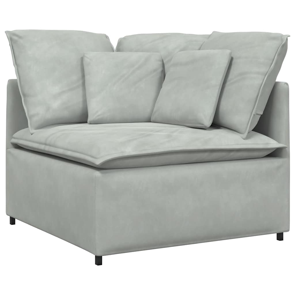Modulares Sofa Eckmodul mit Kissen Hellgrau 100 cm