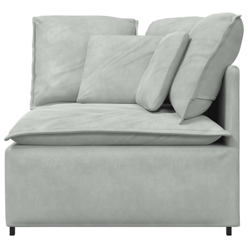 Modulares Sofa Eckmodul mit Kissen Hellgrau 100 cm