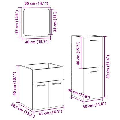 3-tlg. Badmöbel-Set Betongrau Holzwerkstoff
