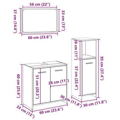 3-tlg. Badmöbel-Set Sonoma-Eiche Holzwerkstoff