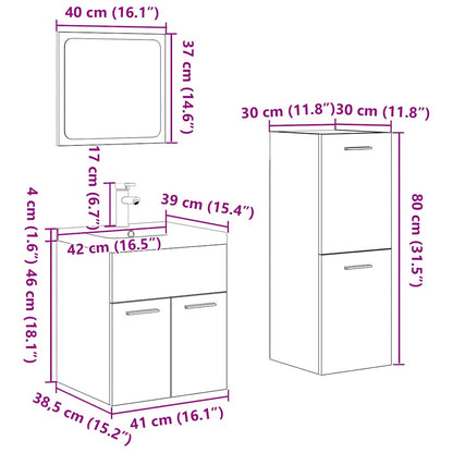 4-tlg. Badmöbel-Set Sonoma-Eiche Holzwerkstoff