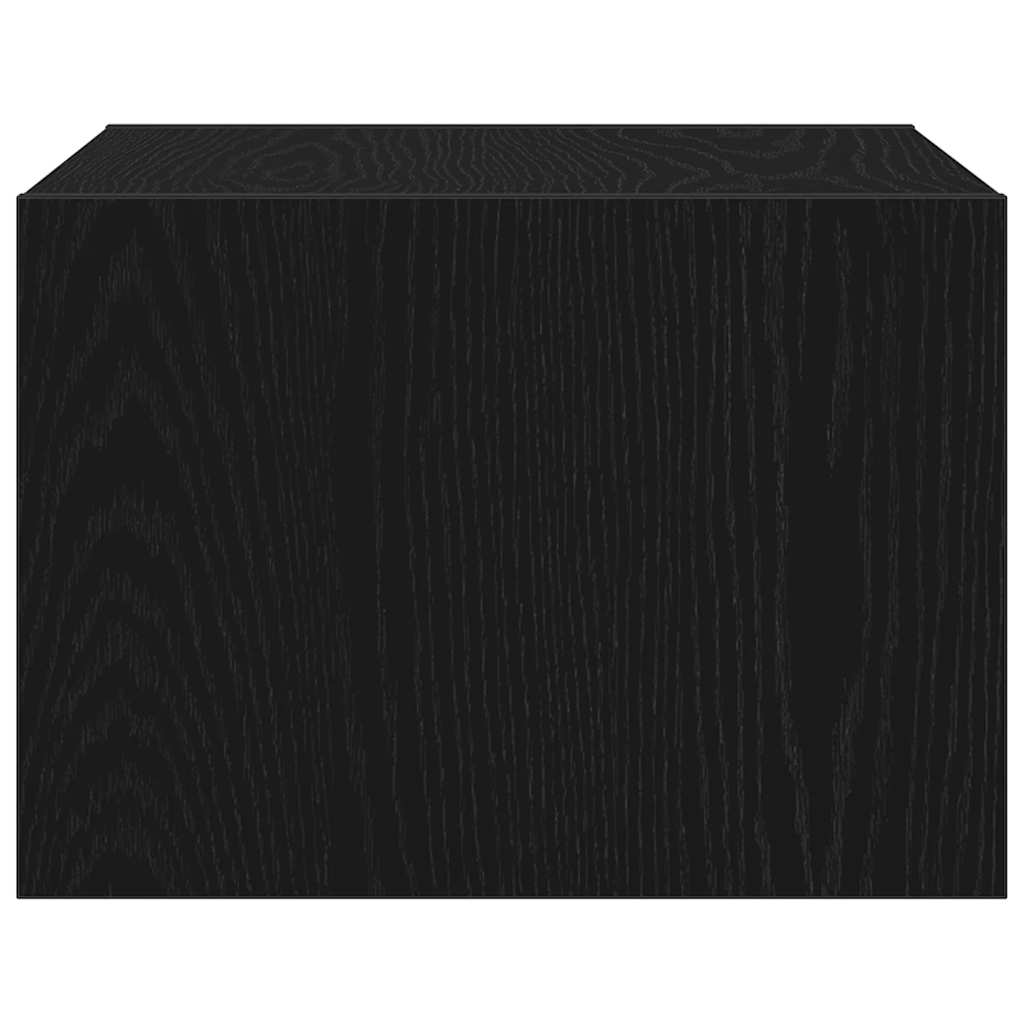 Wand-Nachttisch mit LED-Leuchten Schwarz Eichen-Optik