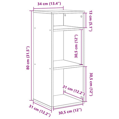 Bücherregal Grau Sonoma 34x31x80 cm Holzwerkstoff
