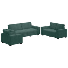 3-tlg. Sofagarnitur mit Kissen Dunkelgrün Samt