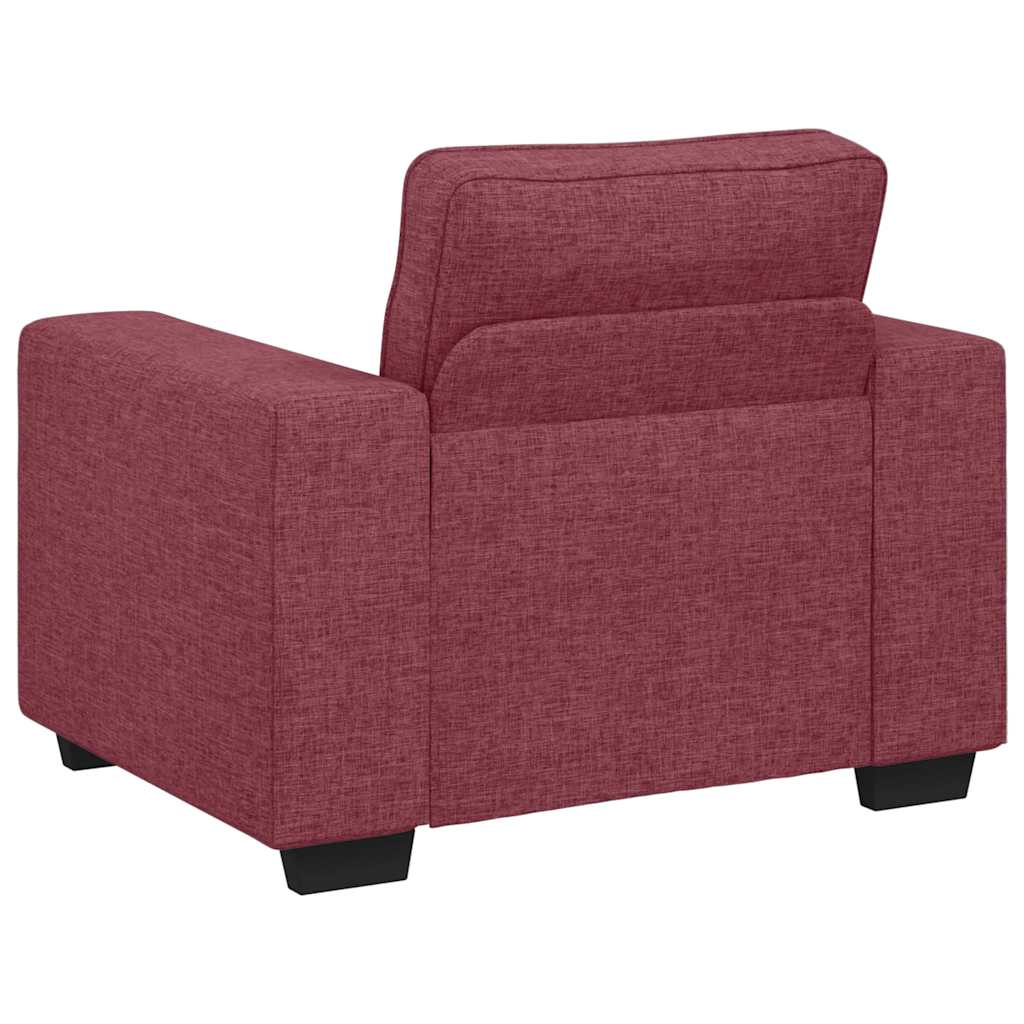 3-teiliges Sofa-Set mit Kissen, weinroter Stoff