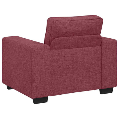3-teiliges Sofa-Set mit Kissen, weinroter Stoff