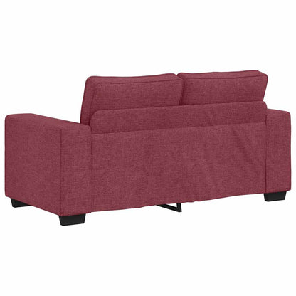 3-teiliges Sofa-Set mit Kissen, weinroter Stoff