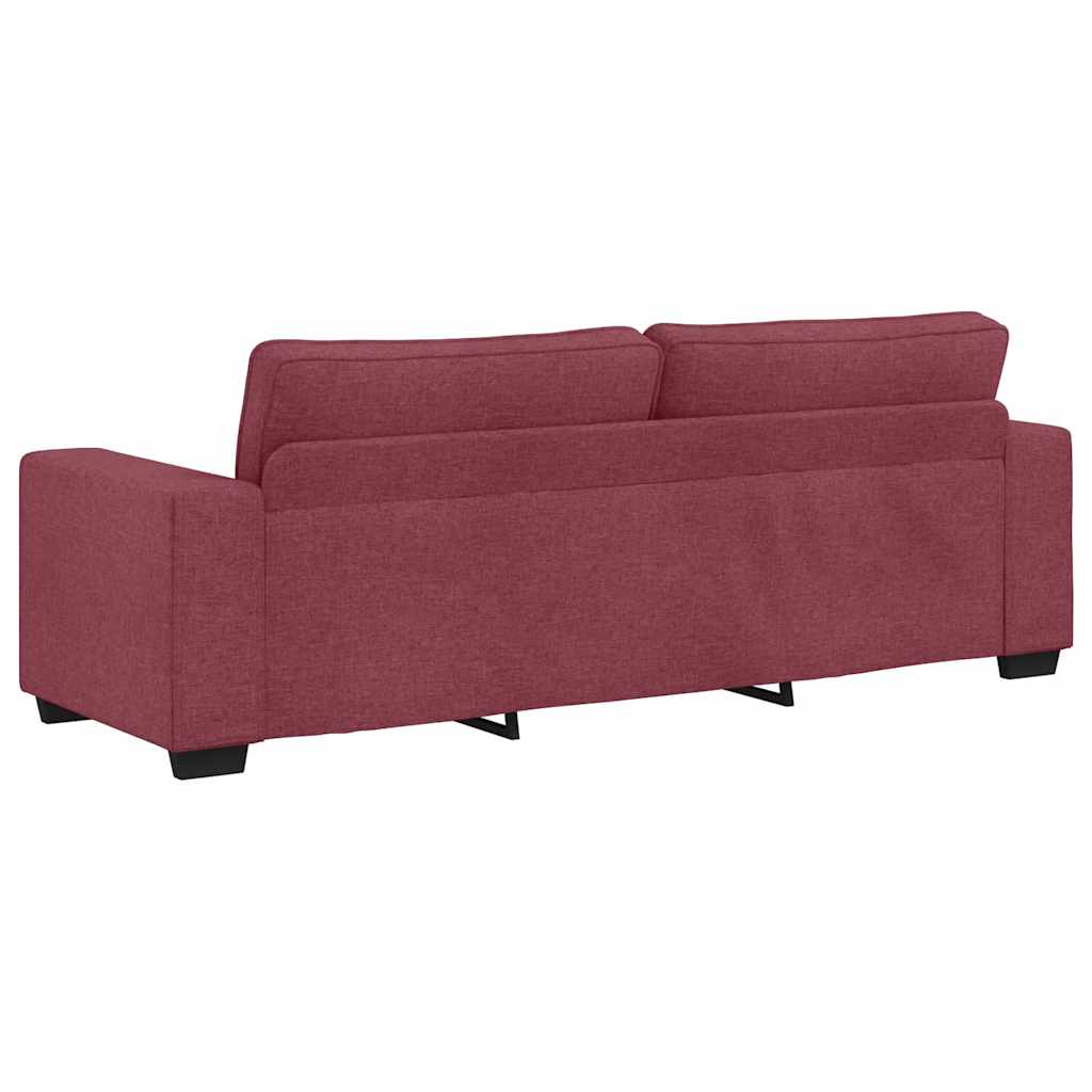 3-teiliges Sofa-Set mit Kissen, weinroter Stoff