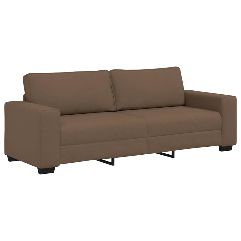 3-teiliges Sofa-Set mit Kissen, brauner Stoff