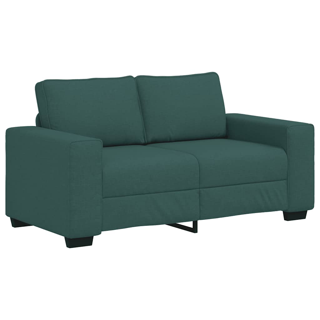 3-teiliges Sofa-Set mit Kissen, dunkelgrüner Stoff