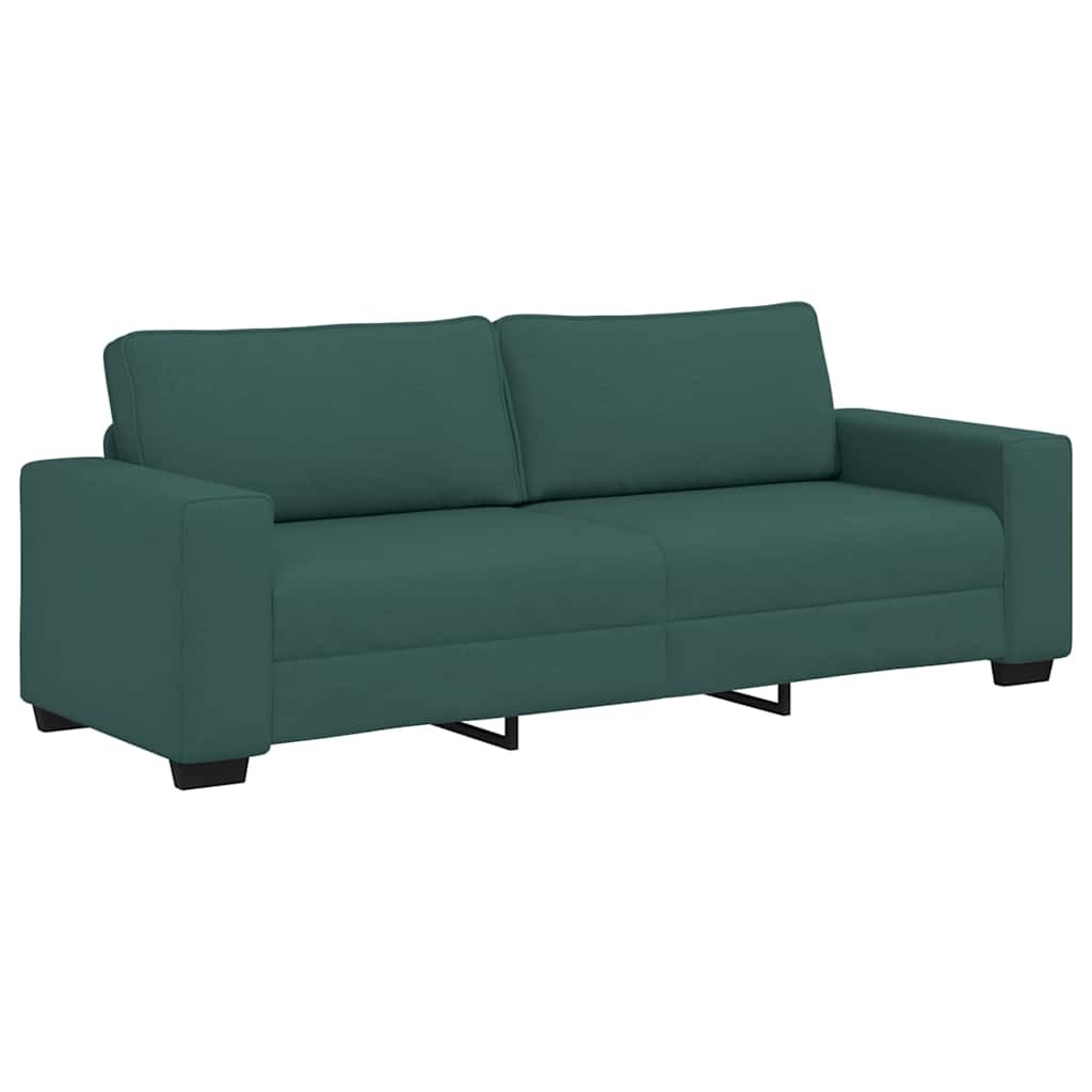 3-teiliges Sofa-Set mit Kissen, dunkelgrüner Stoff