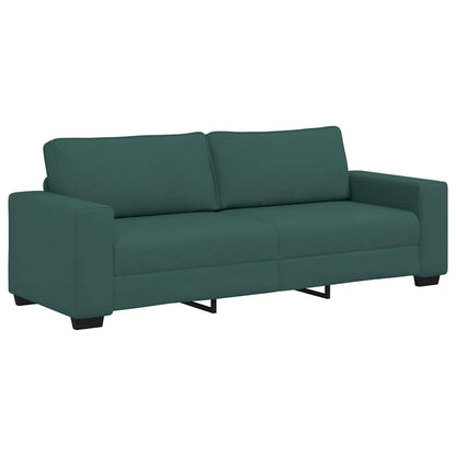 3-teiliges Sofa-Set mit Kissen, dunkelgrüner Stoff