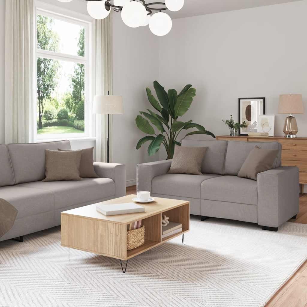 3-teiliges Sofa-Set mit Kissen, taupefarbener Stoff