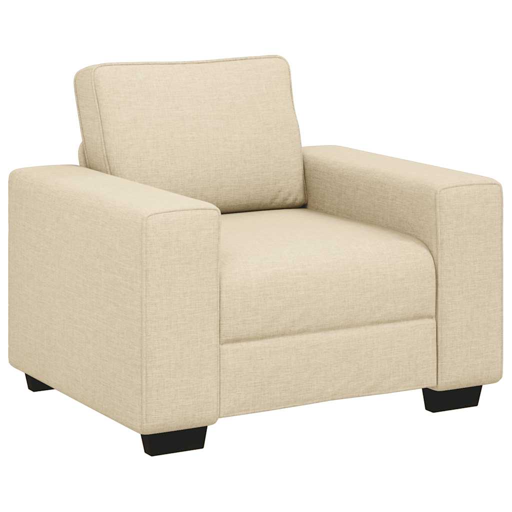 3-teiliges Sofa-Set mit Kissen, cremefarbener Stoff