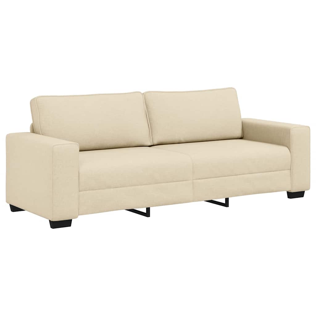 3-teiliges Sofa-Set mit Kissen, cremefarbener Stoff