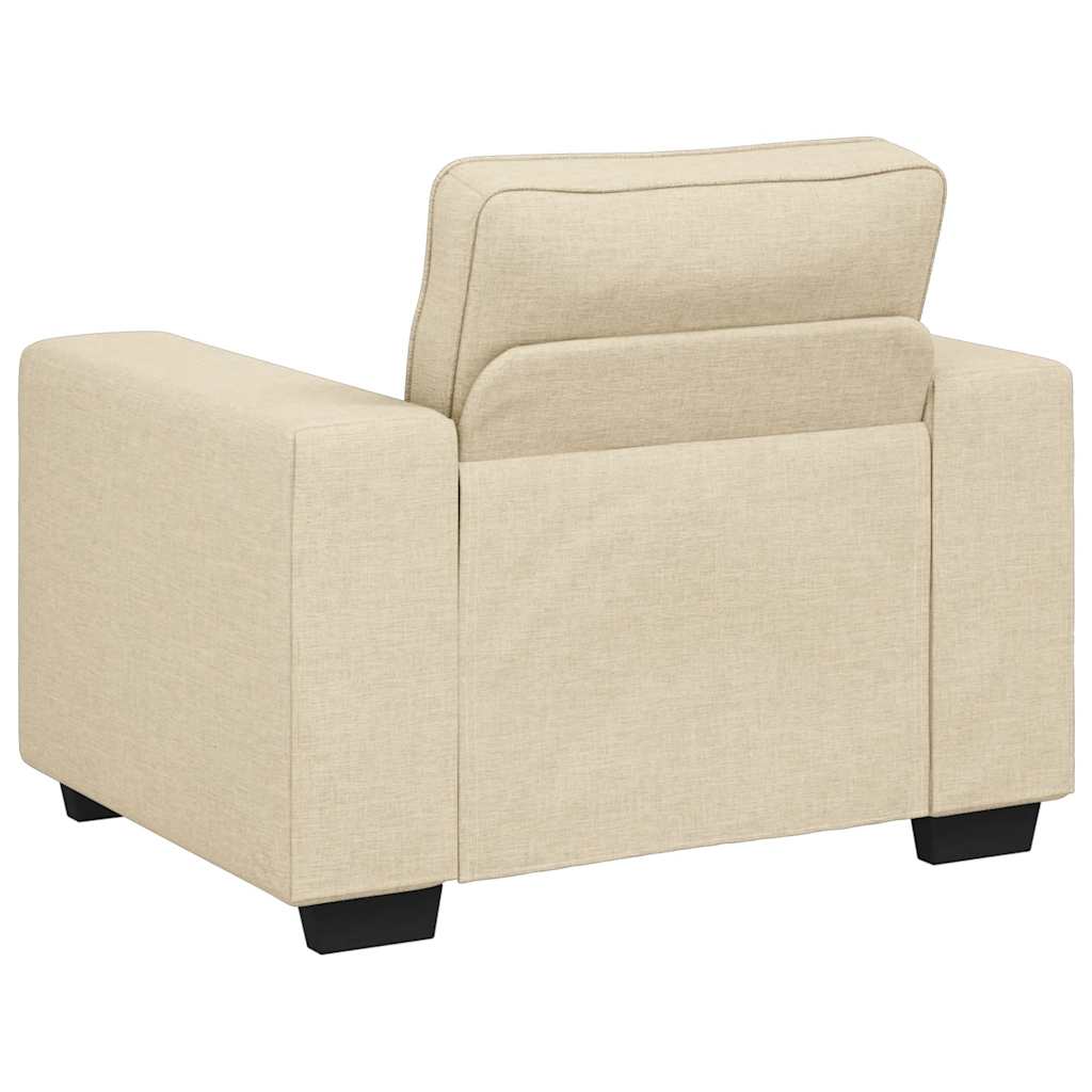 3-teiliges Sofa-Set mit Kissen, cremefarbener Stoff