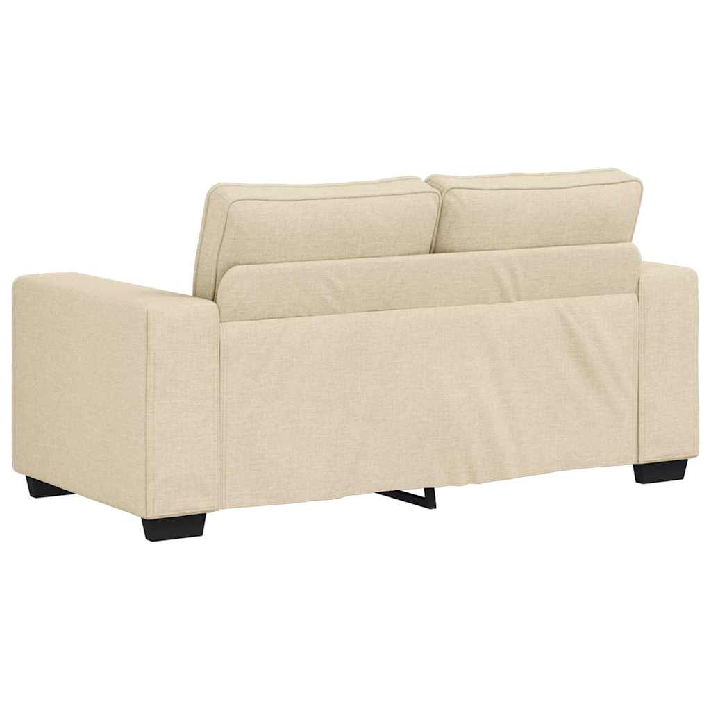 3-teiliges Sofa-Set mit Kissen, cremefarbener Stoff